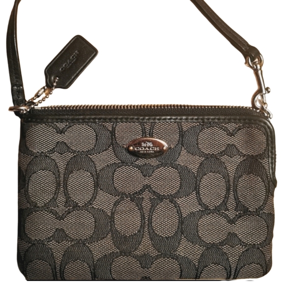 Coach Handbags - Coach Signature Monogram Canvas Mini Wristlet